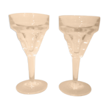 2 verres bistrot absinthe en verre soufflé, années 30