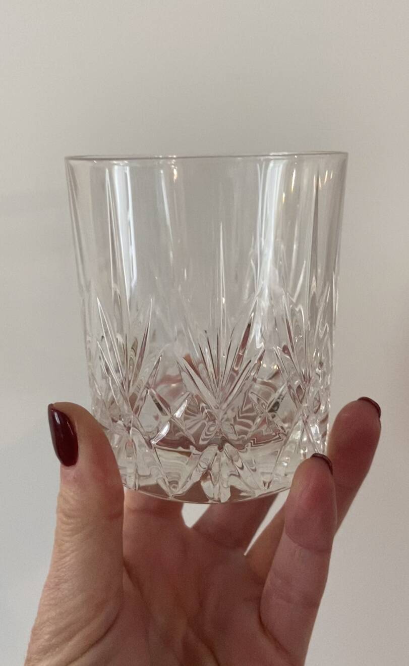 Set of 4 Whiskey glasses in cut glass 1970