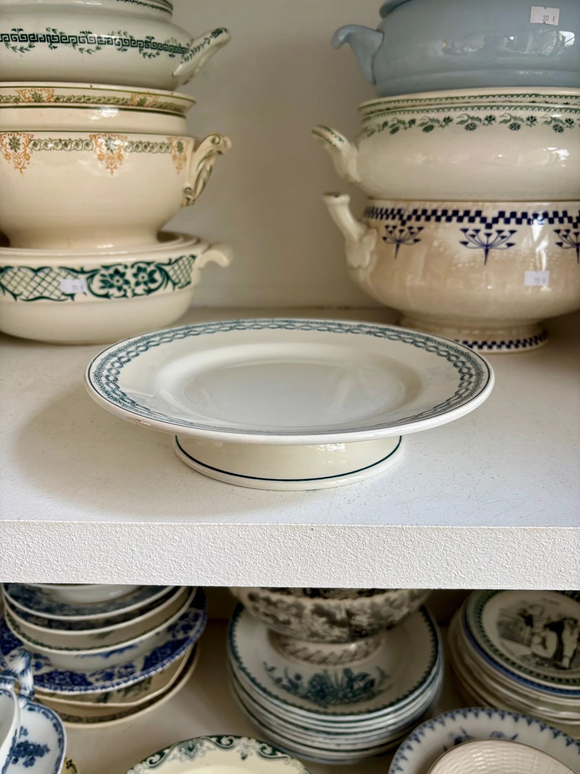 St Amand cake plate in blue ironstone