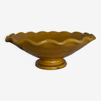 XXXL wavy bowl in glazed terracotta 1950 Provence