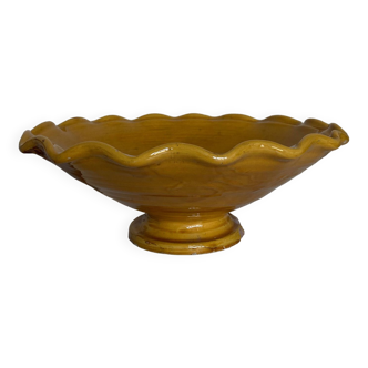 XXXL wavy bowl in glazed terracotta 1950 Provence