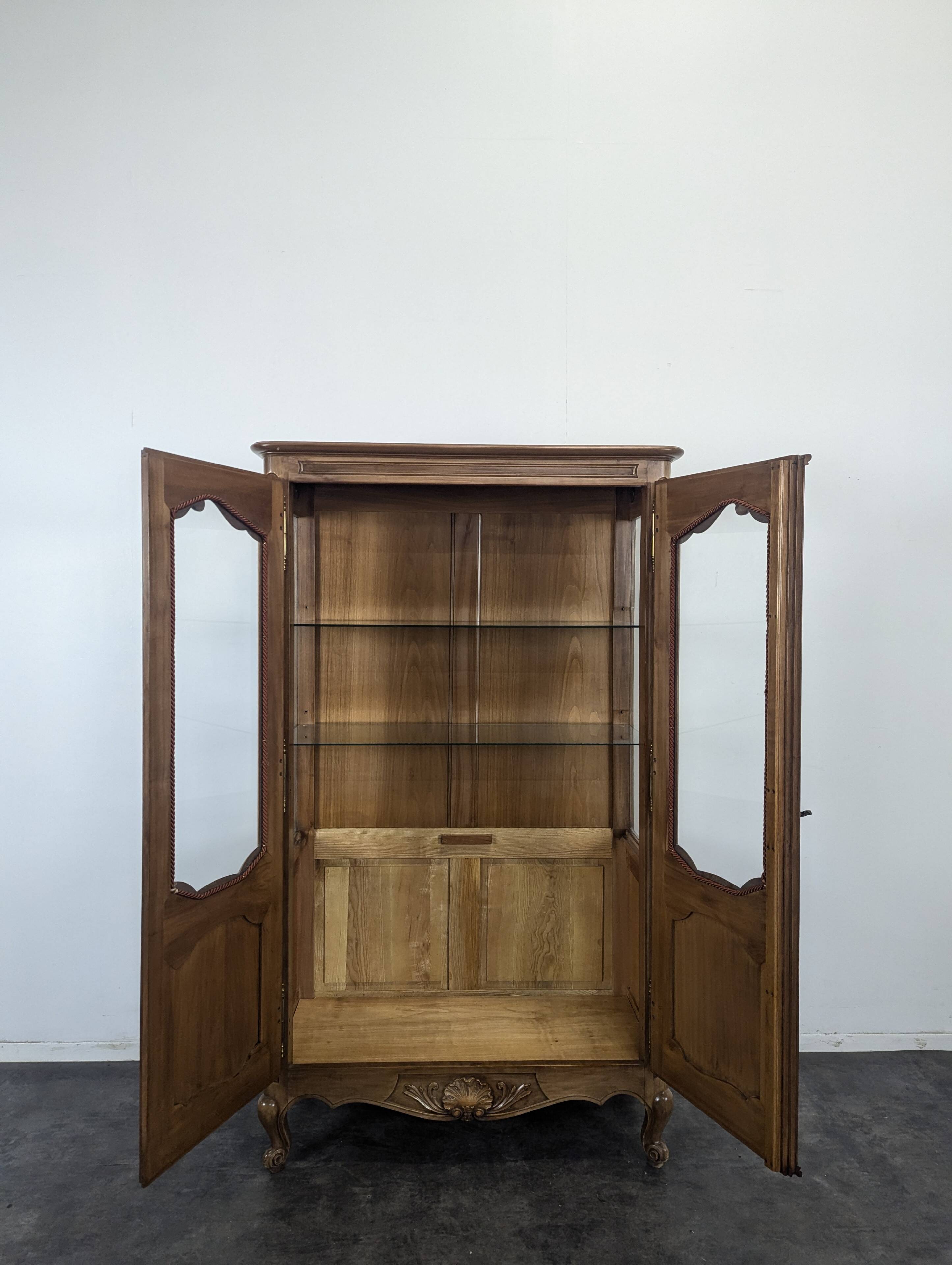 Louis XV style display cabinet in cherry wood