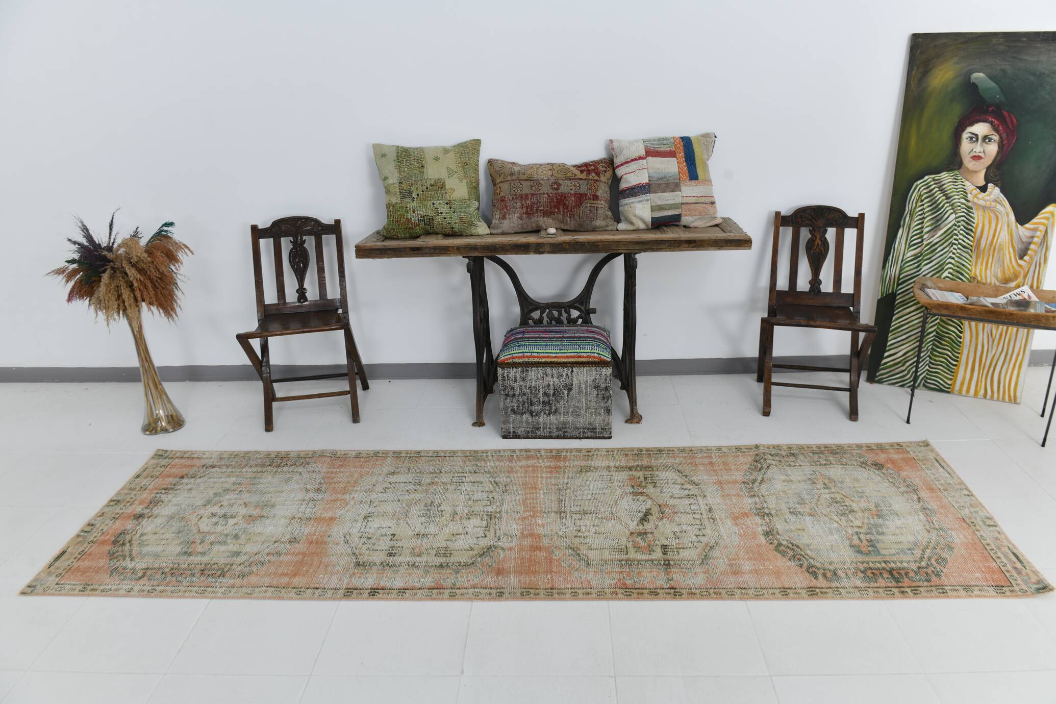 3x10 57s Antique Vintage Runner Rug, 91x318Cm