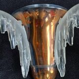 Exceptional pair of art deco wall lights by ezan france & copper metal