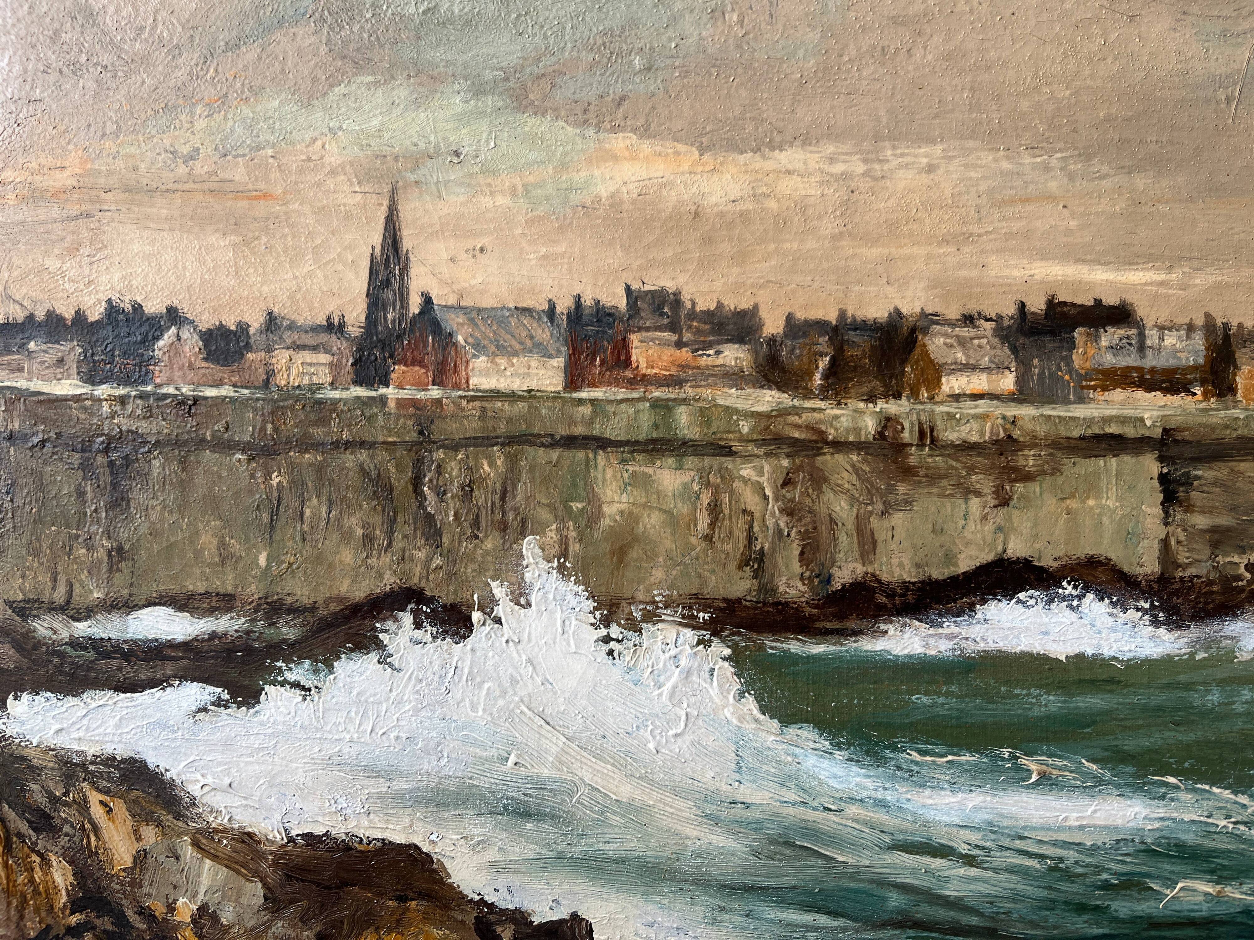 HST Marine painting “Saint Malo” signed Farlès very early 20th century