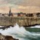 HST Marine painting “Saint Malo” signed Farlès very early 20th century