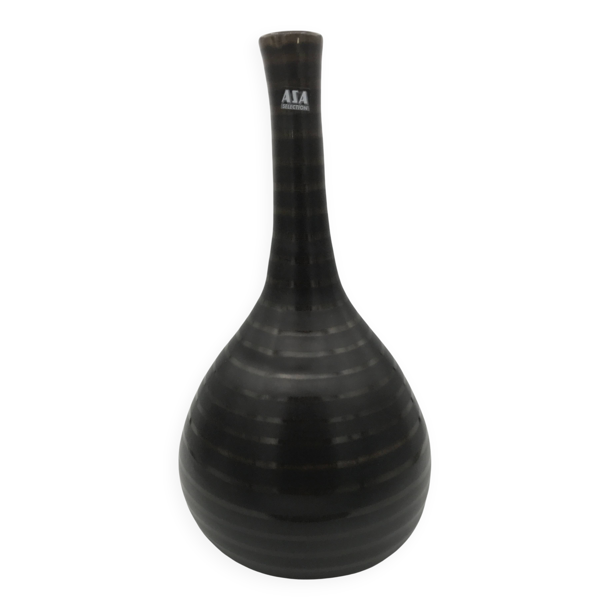 Vase in glazed ceramic with brown and brown striped design by asa sélection