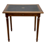 Desk XIXth Century, turned feet, walnut and leather