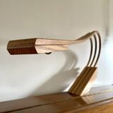 Large curved wooden lamp 1980