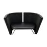 Erik Jørgensen Rotor Loveseat in Black Leather and Alcantara, 1980