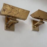 Pair of vintage adjustable wall lights, solid brass, Italy 1970