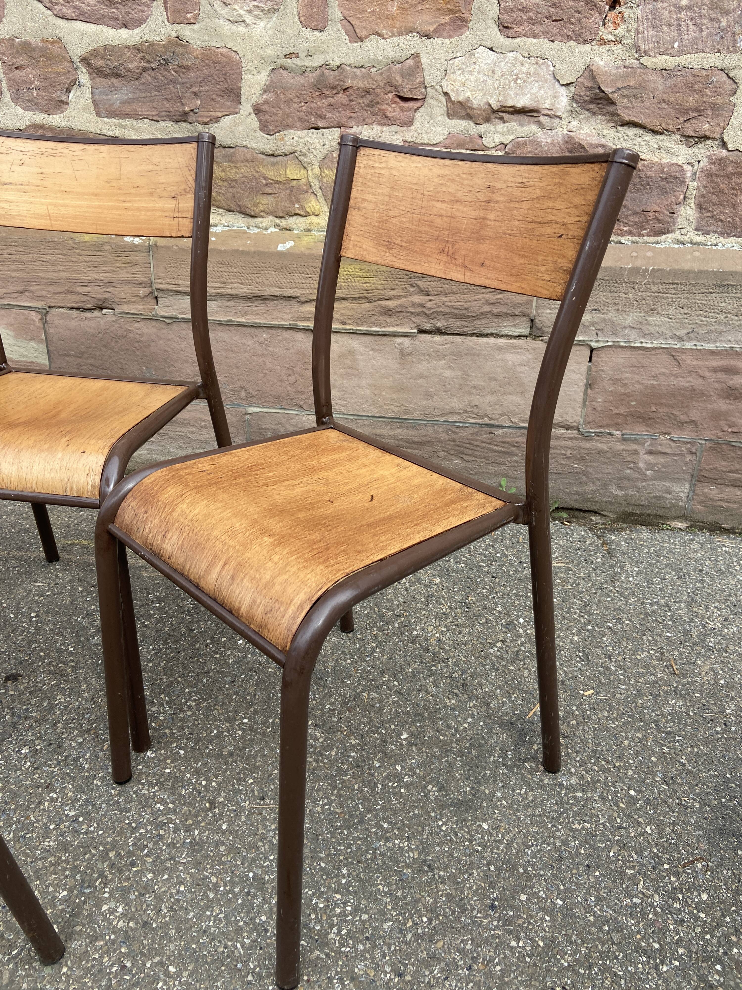 4 vintage school chairs