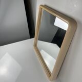 Square plastic mirror with rounded edges, cream, 1970s/80s.