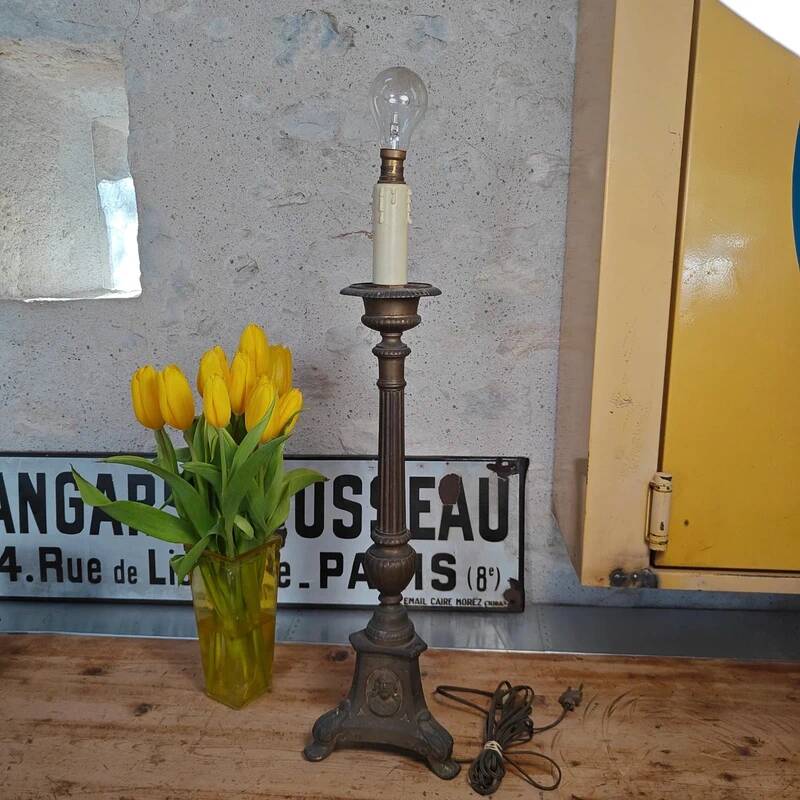 Antique brass lamp base