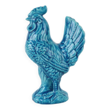 Vintage Chinese Glazed Ceramic Turquoise Rooster Chicken Statue Sculpture