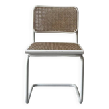 Cesca B32 vintage design chair in white metal and cane by Marcel Breuer
