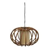 Vintage rattan pendant lamp with Japanese paper lampshade