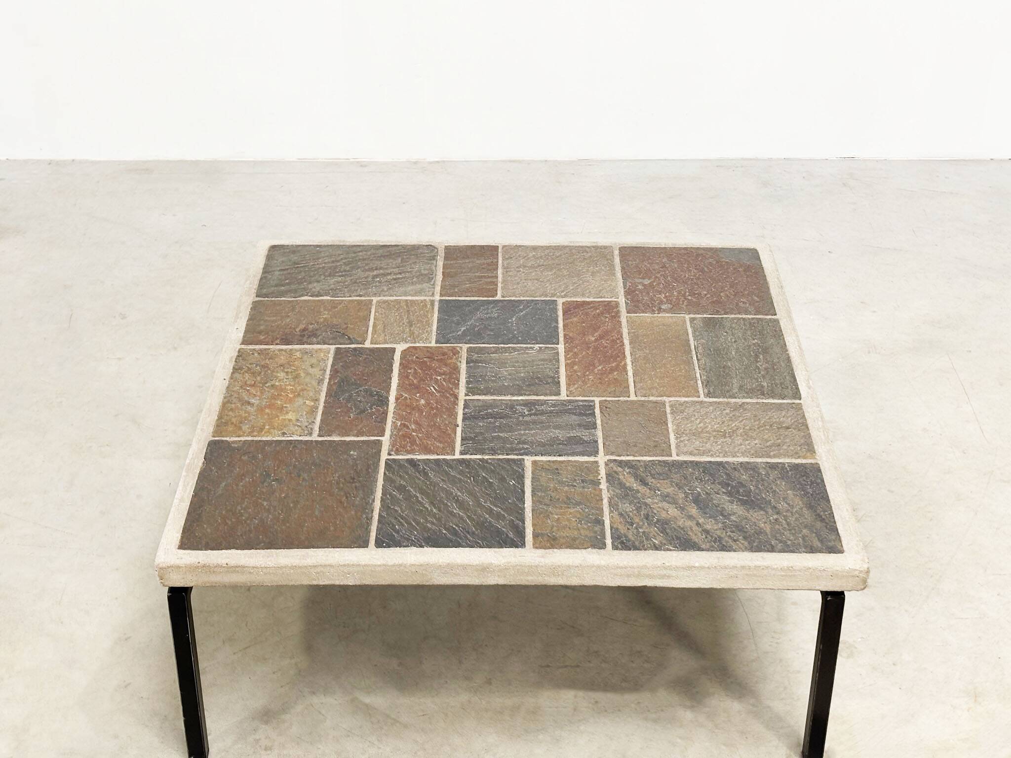 Brutalist square coffee table by Paul Kingma
