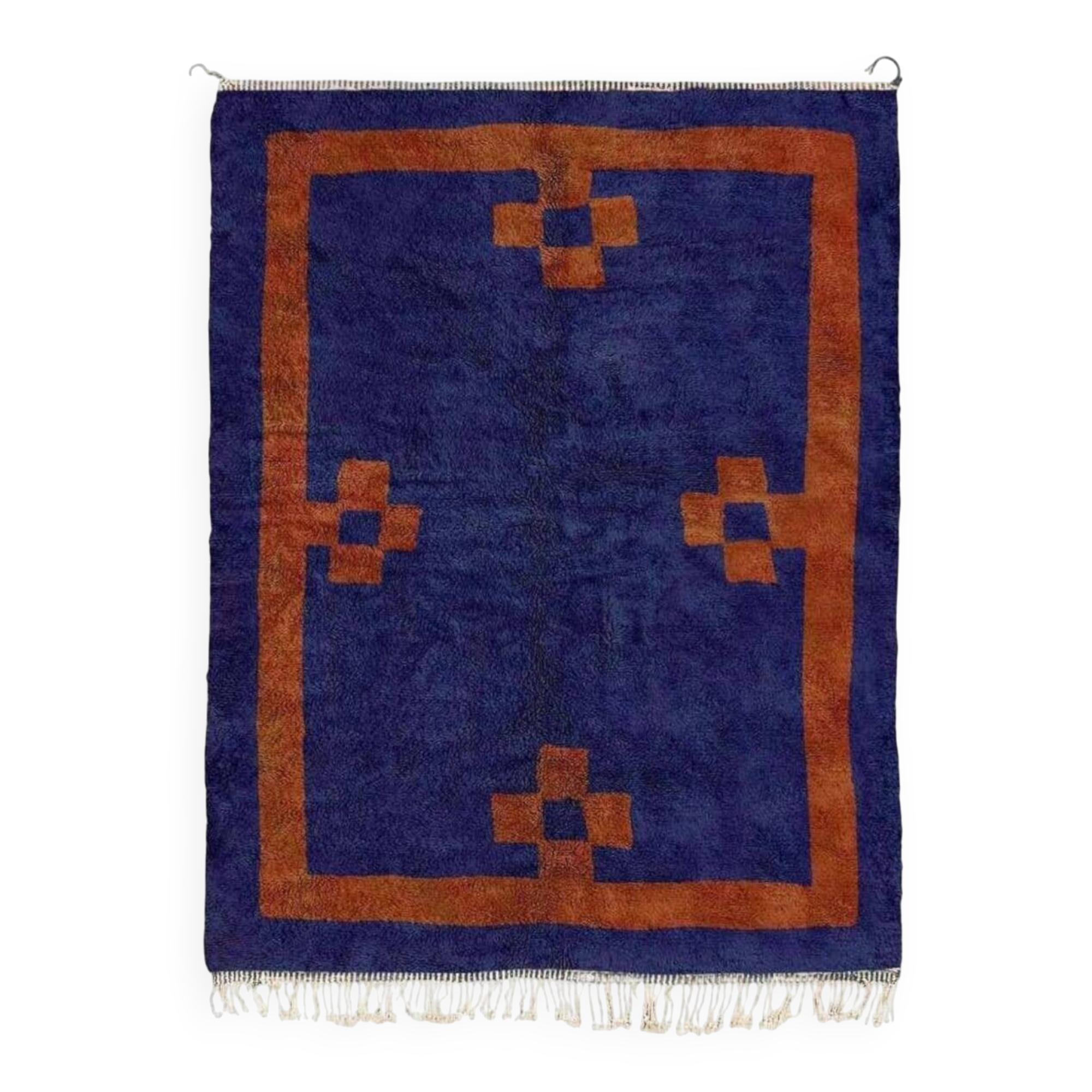 Large orange and blue rug 320/270cm Handmade (ATLAS)