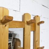 Wall-mounted coat rack, mountain style, pine, honey colour, 1970.