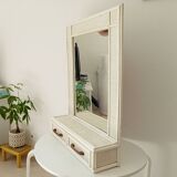 Large vintage rattan and cane mirror from the 70s