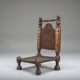 Early 20th century handmade low cedar chair, Nuristan, 1890s