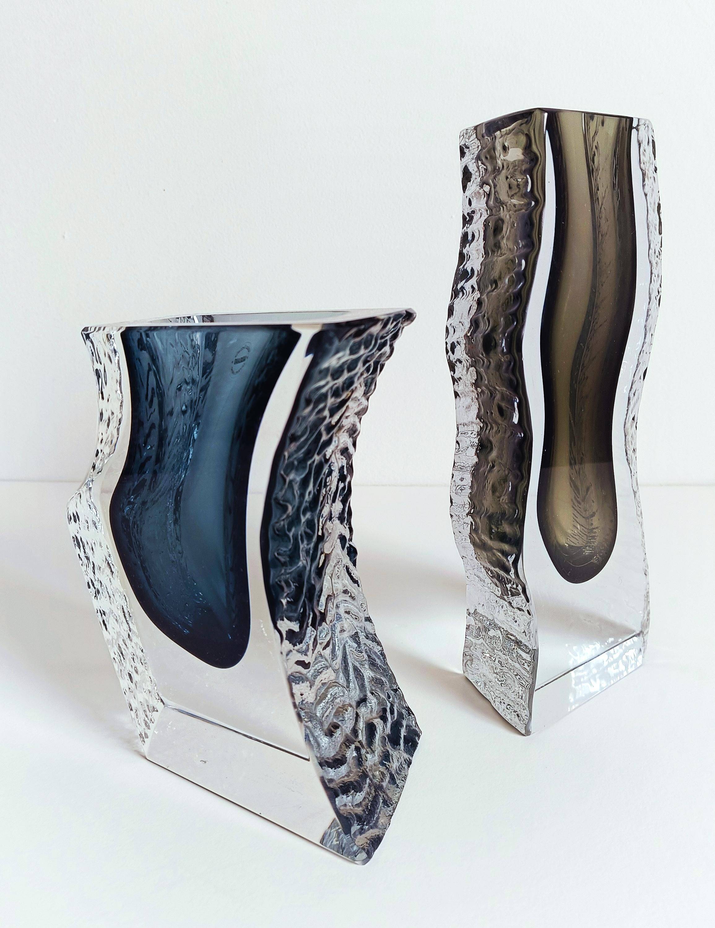 Alessandro Mandruzzato Murano Glass Vases, Hand-Blown, Italy, 1970s