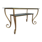 Table basse en laiton et verre gravé dans le goût de la Maison Jansen