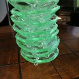 8 green vintage glass cups