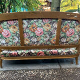 19th-century floral velvet bench