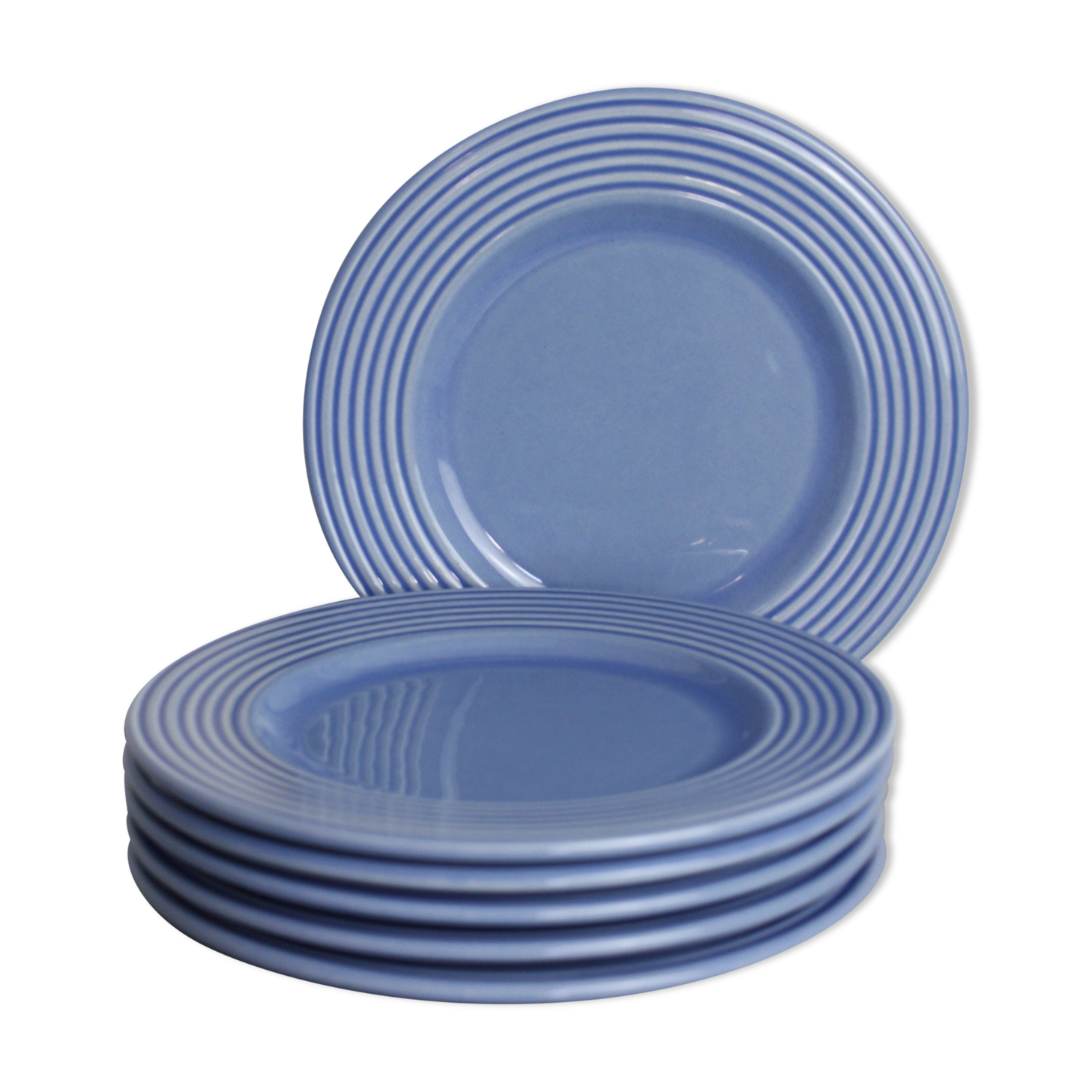 Set of 6 blue ceramic plates