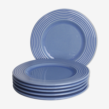 Set de 6 assiettes bleues en céramique