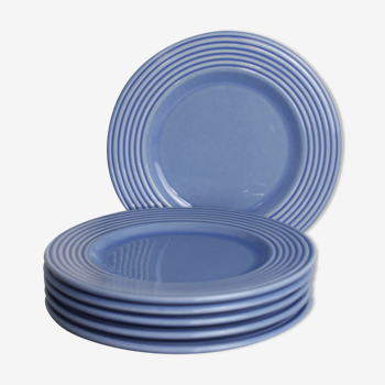 Set of 6 blue ceramic plates
