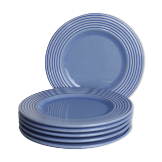 Set of 6 blue ceramic plates