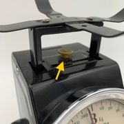 Vintage kitchen scale, black metal and stainless steel