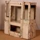 Former art deco cabinet in original burmese teak ecru patina