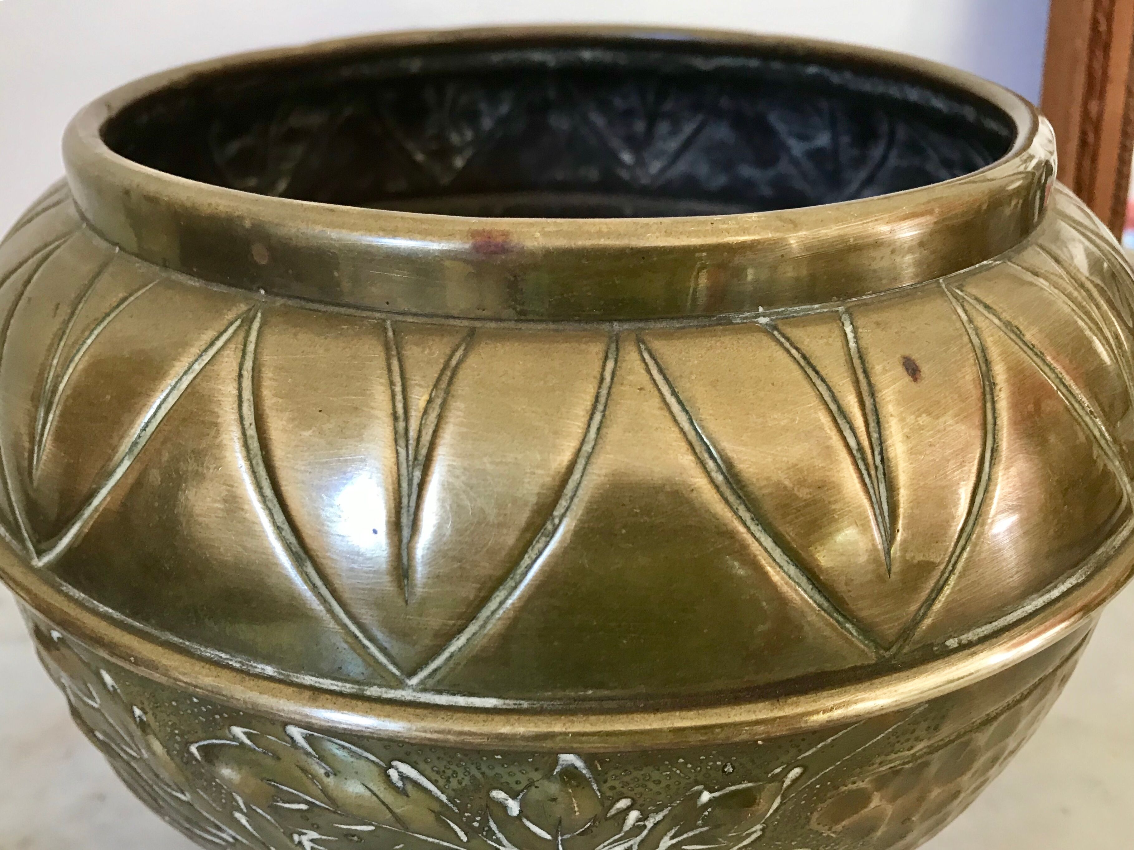 Vintage brass pot cover