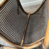 Vintage rattan side table with magazine holder