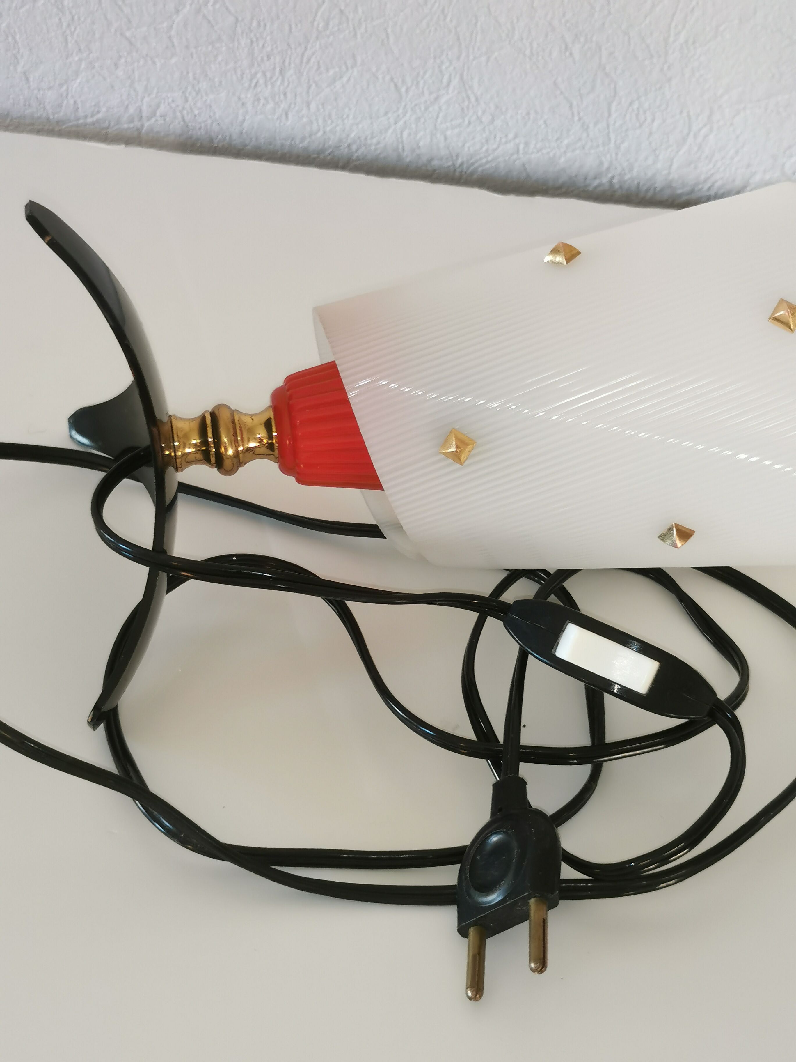 Rockabilly side lamp, perspex and brass, Pierre Guariche style, 1950
