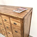 Vintage workshop furniture with 24 drawers in solid pine – 1950s