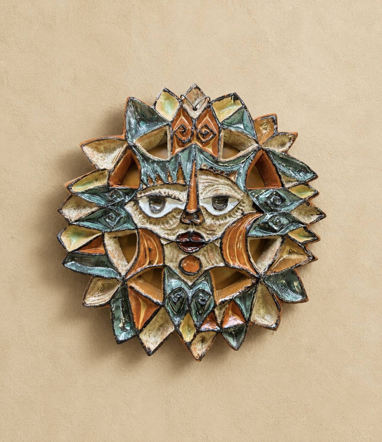 Ceramic sun mask, Roland Zobel, The Cyclades Anduze