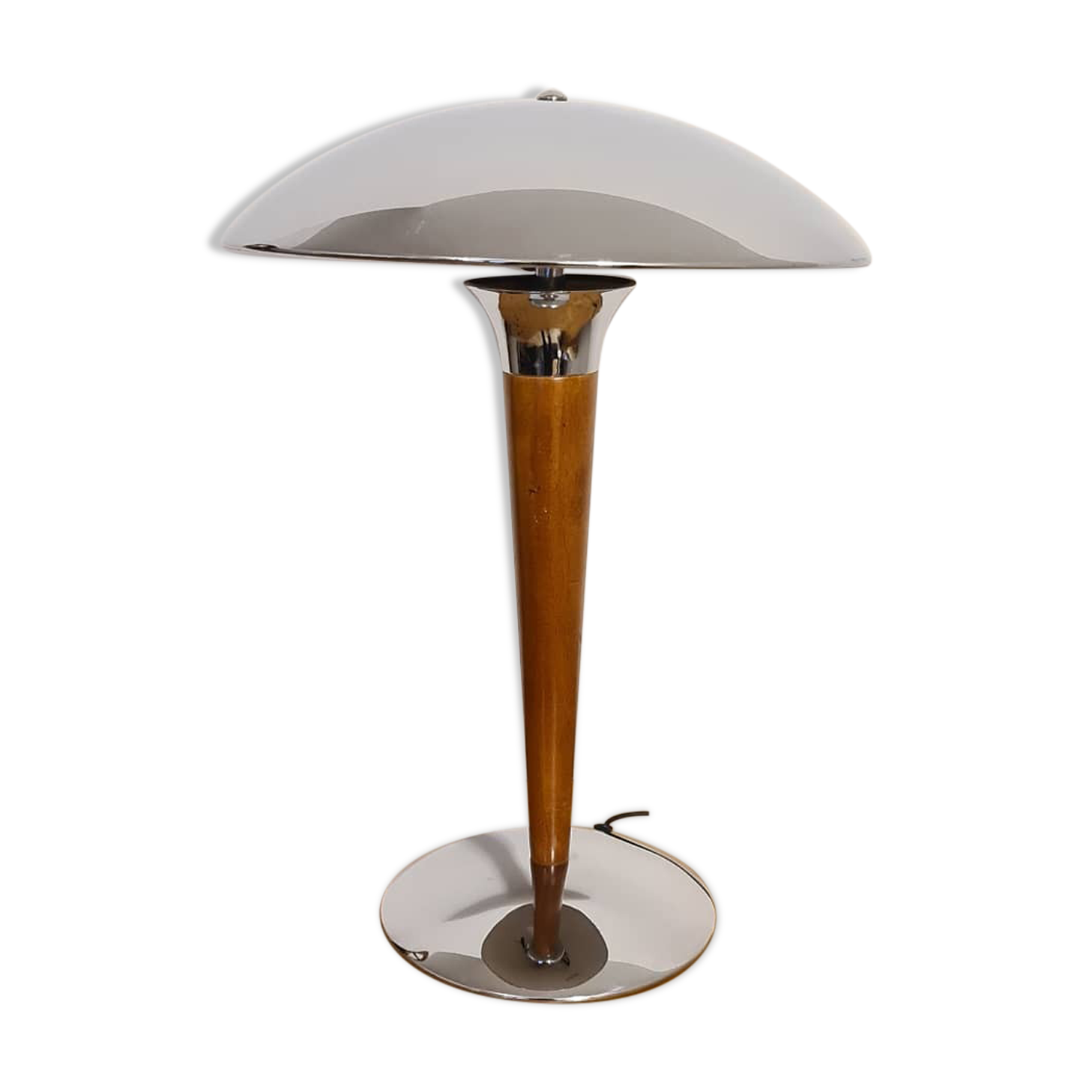 Vintage liner lamp, chrome and wood