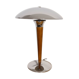 Vintage liner lamp, chrome and wood