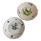 Pair of plates Les Islettes with bouquet and peacock