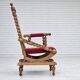 Chaise à bascule danoise à dossier haut, bois de chêne, laine d'ameublement, état d'origine.