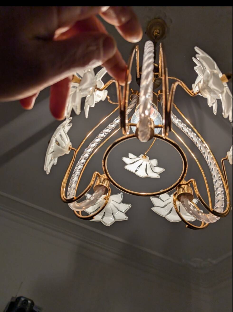 Lampadario vintage in vetro di Murano – "Bocciolo di Fiore" - Altezza