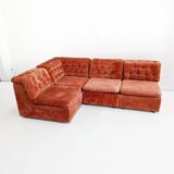 Modular sofa in orange velvet from the 1970s