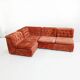 Modular sofa in orange velvet from the 1970s