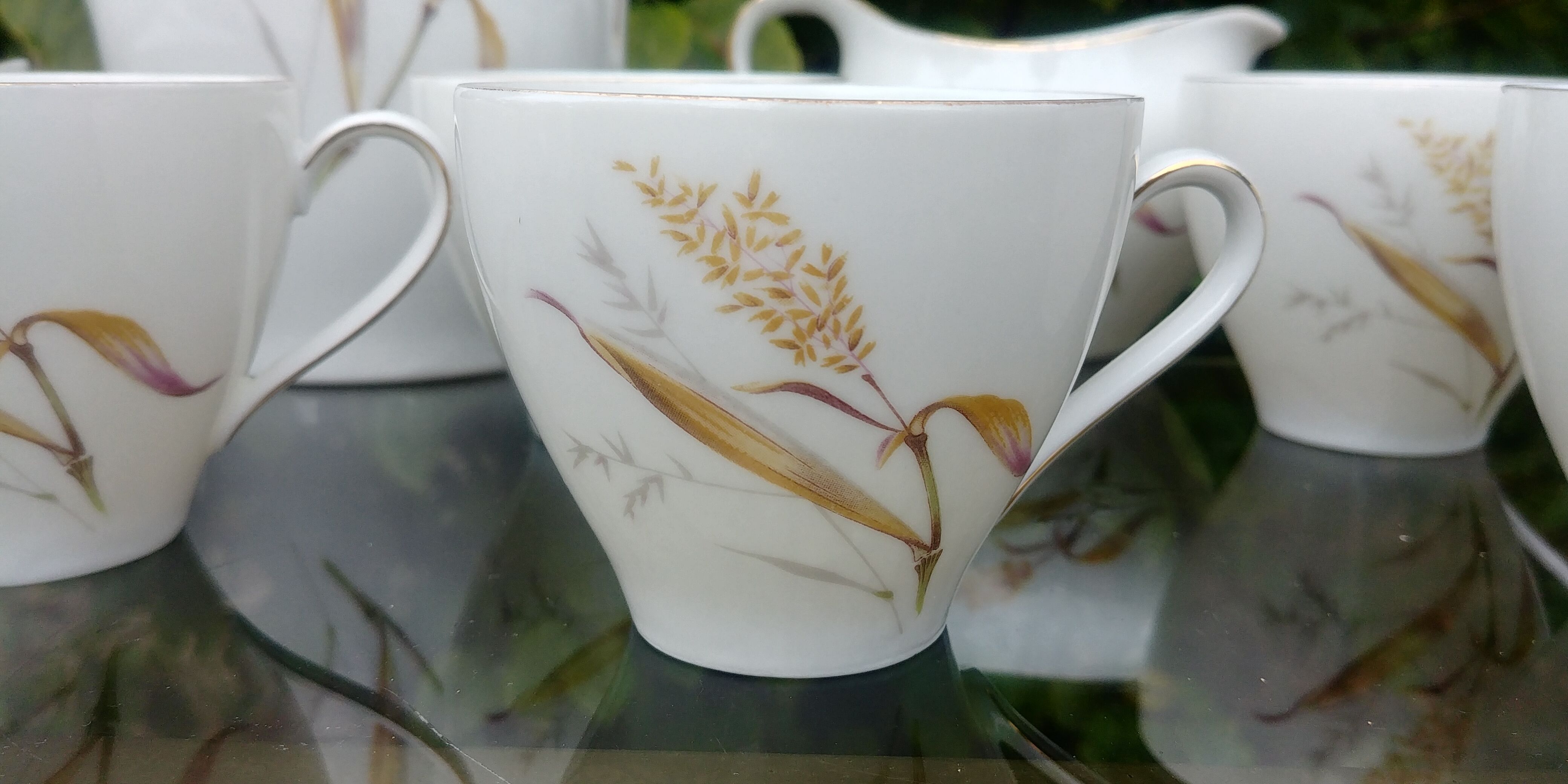 Coffee service Eschenbach Bavaria-Germany in fine porcelain decoration wheat Vintage years 70/80s