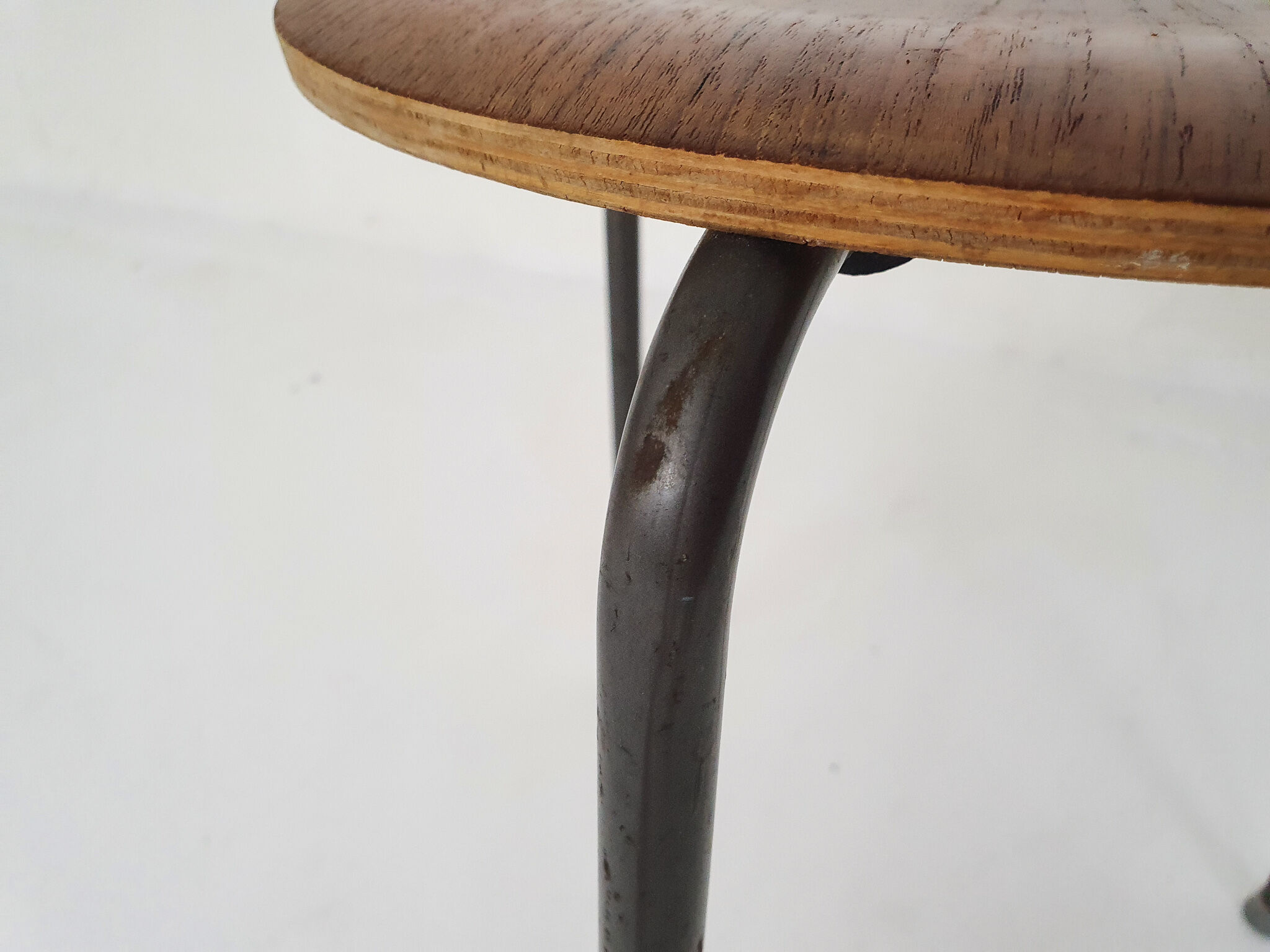 Teak and metal tripod stool, Denmark 1960's